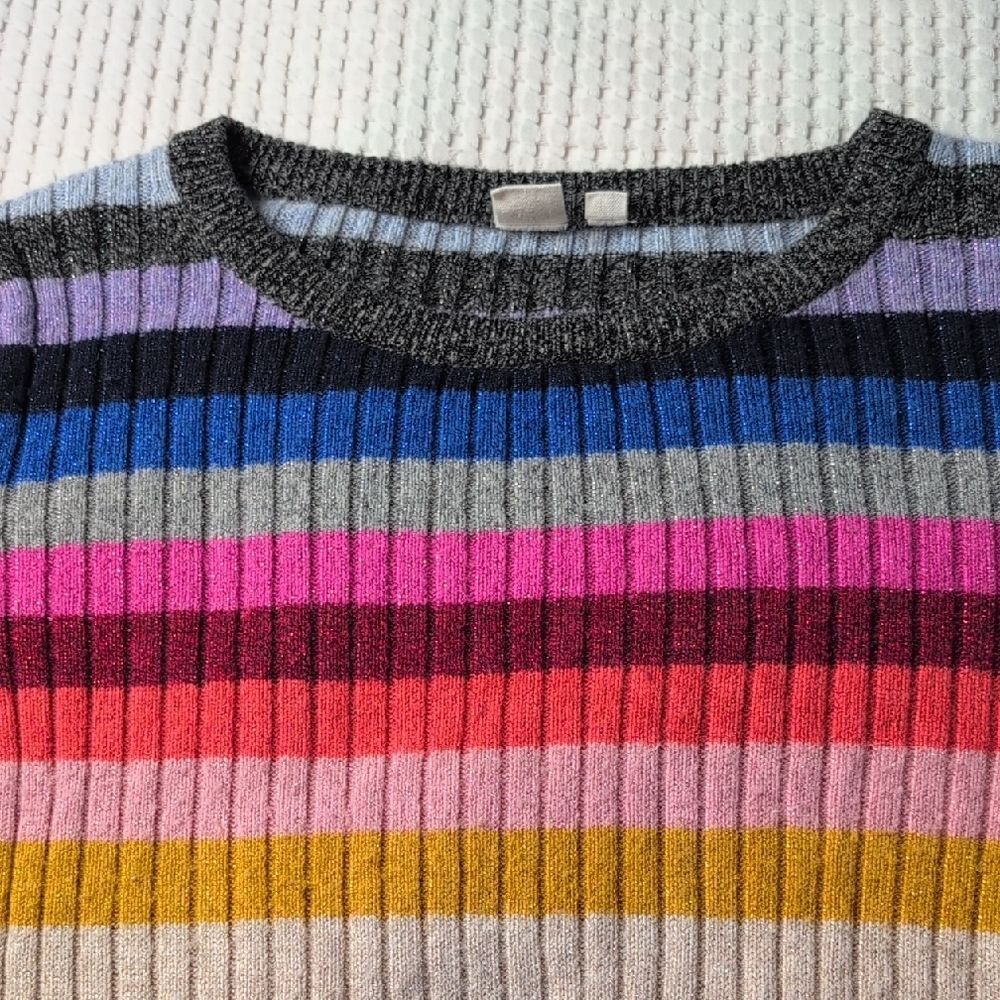 GAP Multicolor Striped Crew Neck Sweater Wool Blend - Picture 3 of 10